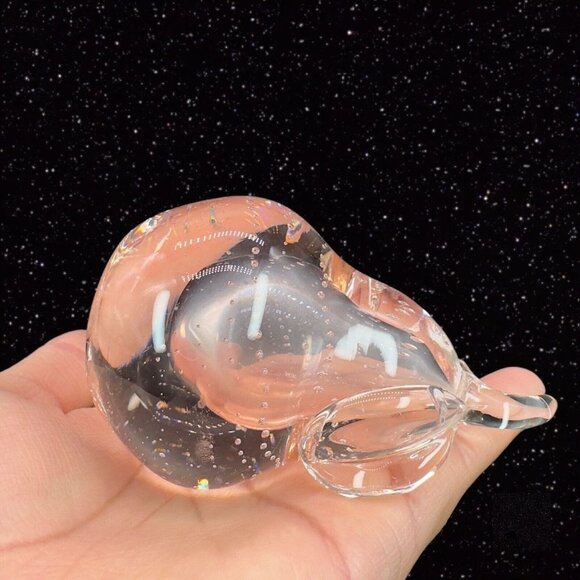 Venetian Art Glass Fruit Apple Pear Paperweight Pink Tint Small Bubbles Italian - Picture 11 of 13